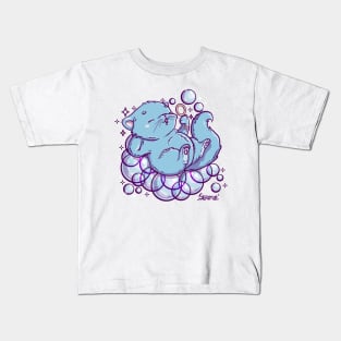 Cute cat blowing bubbles Kids T-Shirt